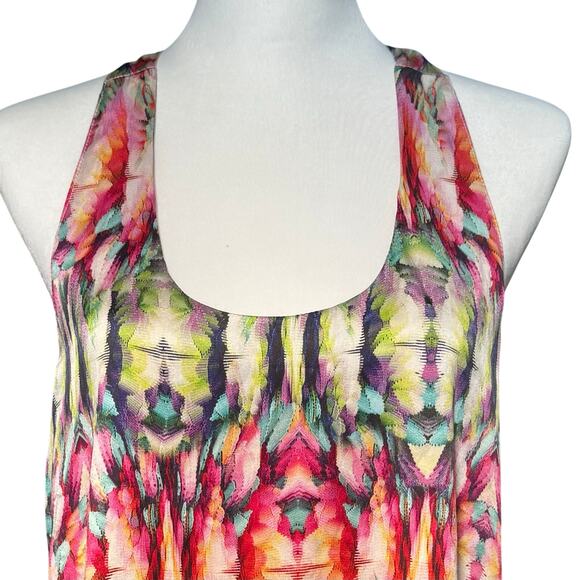 Alexis Olivia Racer Back Silk Flowy Drapy Tank Women L Tie Dye Pink Green Purple - Picture 2 of 8